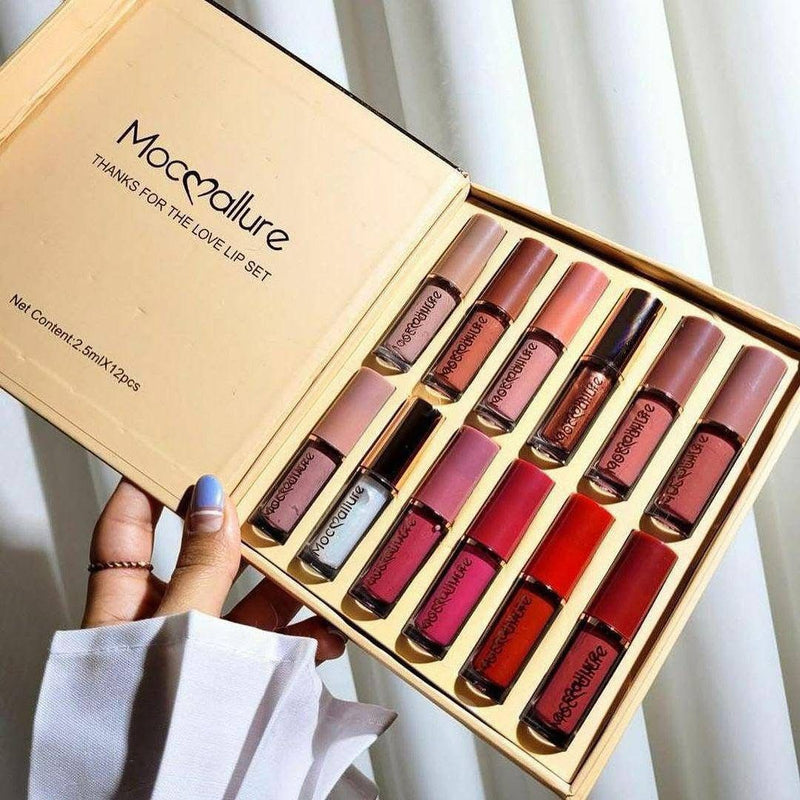 Mocallure highly pigmented matte and shine lipgloss 12 piece set